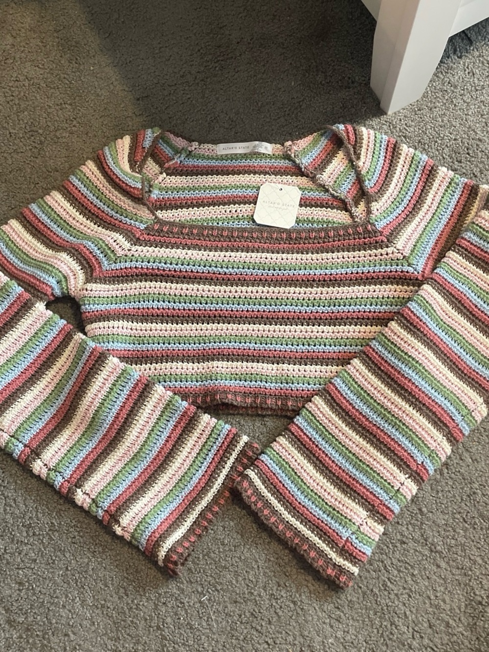 Striped Multicolor Cropped Sweater